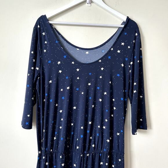 Leota Jumpsuit Size L Stars Novelty All Over Print Stretch Knit Graphic USA - Picture 4 of 7